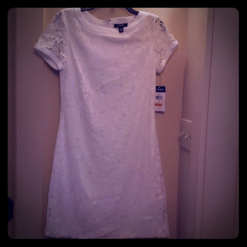 Chaps size 6 white lace dress